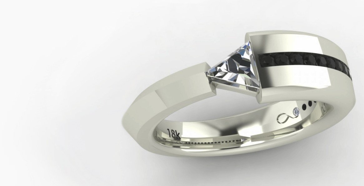 A custom-designed ring rendered by Denney's design studio